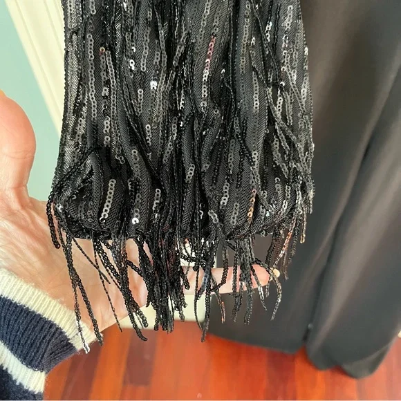 Eliza J Sequin Fringe Long Sleeve Jumpsuit Black 8 Evening Black Tie - Picture 8 of 14